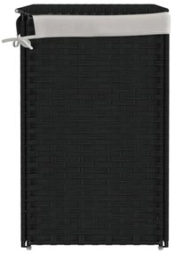 fekete polyrattan szennyeskosár 2 rekesszel 53x33x57 cm