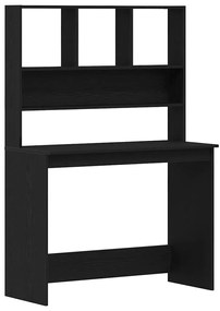 fekete tölgy szerelt fa íróasztal polcokkal 102 x 45 x 148 cm
