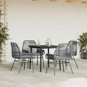 5 részes szürke polyrattan üveg kerti étkezőgarnitúra párnával