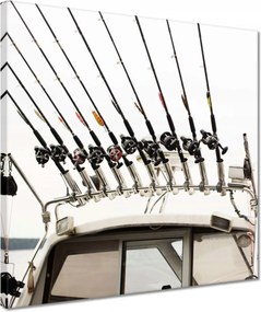 Vászonkép 40x40 Horgászhajó horgászbotokkal