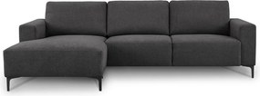 Antracitszürke zsenília sarokkanapé (bal oldali-heverő résszel) Fabian – Scandic