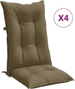 vidaXL 4 db tópszínű szövet magas háttámlájú székpárna 120x50x7 cm