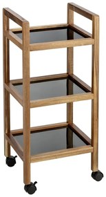 Fekete-natúr színű akácfa fürdőszobai polcos állvány 35x76,5 cm Fondi – Wenko