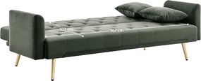 Kihúzható kanapé, sötétzöld/gold króm-arany, ALISIA