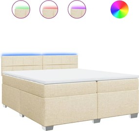 vidaXL krémszínű szövet rugós ágy matraccal 200 x 200 cm