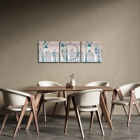 Kép -A hollók őrzik a várost (órával) (90x30 cm)