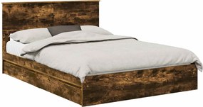vidaXL Tárolós Ágy fejtámlával Füstölt tölgy 160 x 200 cm Faanyag