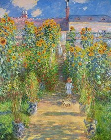Claude Monet - Festmény reprodukció The Artist's Garden at Vetheuil, 1880, (30 x 40 cm)