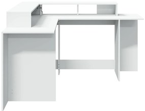 fehér szerelt fa íróasztal LED-világítással 152 x 152 x 91 cm