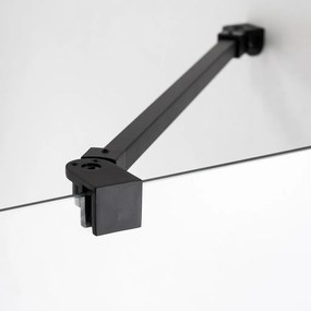 Stuxi Bari Fix Black 150 cm (70+80) széles nyíló zuhanyajtó fix fallal, 6 mm vízlepergető üveggel, matt fekete profillal, 195 cm magas