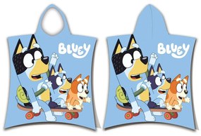 Kék pamut gyerek fürdőponcsó 3-8 év Bluey Skate – Jerry Fabrics