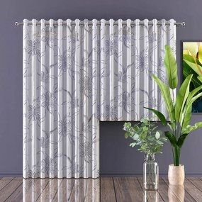 Modern jacquard függöny fehér virágokkal 180x250 cm Vertical Demeter