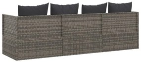 Szürke polyrattan kültéri társalgókanapé párnákkal