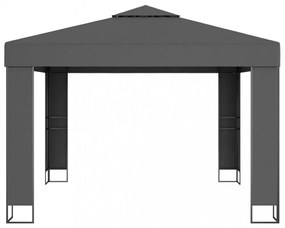 antracitszürke dupla tetős pavilon LED fényfüzérrel 3 x 3 m