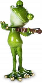 Béka figura hegedűvel elegáns zenei dekoráció hegedű zenész