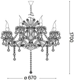 Ideal Lux - Kristály csillár láncon NAPOLEON 8xE14/40W/230V átm. 67 cm króm