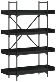 4-szintes fekete szerelt fa könyvespolc 100 x 33 x 145,5 cm