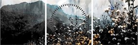 Kép - Vadvirágok illusztrációja (órával) (90x30 cm)