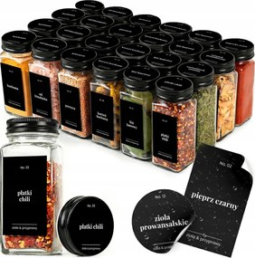 Üveg fűszertartó tégelyek vízálló címkékkel befőttes üveg szett