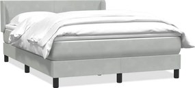 vidaXL világosszürke bársony rugós ágy matraccal 140x210 cm