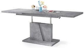 NINO szürke beton kihúzható konferencia- és étkezőasztal emelhető lappal