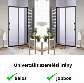 Stuxi Nizza Black 100/110/120/130/140 cm széles toló zuhanyajtó 6 mm vastag vízlepergető biztonsági üveggel, fekete elemekkel, 200 cm magas