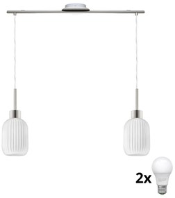 LED csillár zsinóron HARMA 2xE27/60W/230V matt króm/fehér
