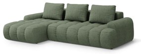 Zöld kinyitható-tárolóhelyes sarokkanapé (bal oldali-heverő résszel) Linz – Cosmopolitan Design