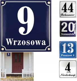 Címtábla Házszám Fém Tábla Házhoz 25x25 CM Zománcozott