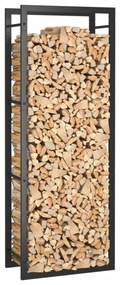 fekete acél tűzifatároló állvány 50x28x132 cm