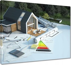 Vászonkép 50x40 Ház tervezés építés kávé