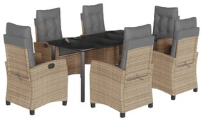 vidaXL 7 részes vegyes bézs polyrattan kerti étkezőgarnitúra párnákkal