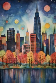 Poszter 67,5x100cm Panoráma a festői városról