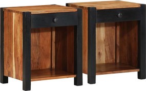 vidaXL Éjjeliszekrény 2 pcs Barna 40 x 35 x 50 cm Tömör Akácfa
