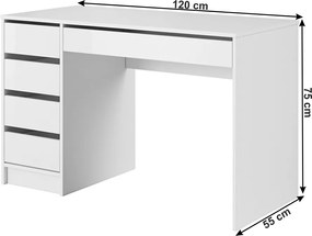 Fésülködőasztal, fehér/magas fényű fehér, DAKOTA