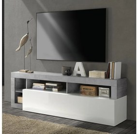 LENOR TV-állvány, fehér/szürke betonhatású