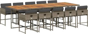 vidaXL 11 részes szürke polyrattan kerti ülőgarnitúra párnákkal