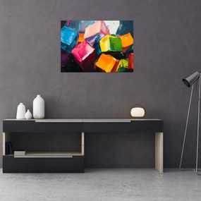 Üveg kép - Színes kockák (70x50 cm)