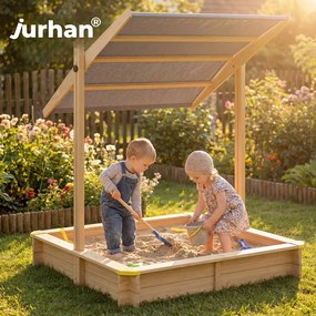 SANDY homokozó tetővel, lucfenyő, 120x120x120 cm Jurhan