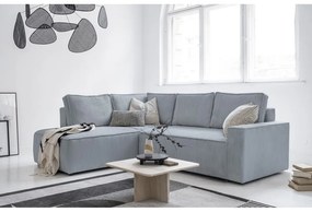 Világosszürke kordbársony kinyitható sarokkanapé (bal oldali) Brave Dave – Miuform