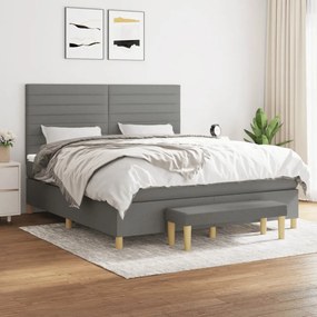 sötétszürke szövet rugós ágy matraccal 160 x 200 cm