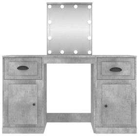 betonszürke fésülködőasztal LED-del 130 x 50 x 132,5 cm