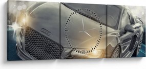 Audi autó képe - szürke (órával) (90x30 cm)