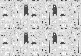 Fotótapéta flizelina Erdei állatok szürke és éjszakai hold 416x290 +ragasztó