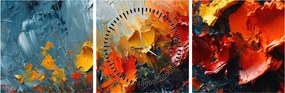 Kép - Virágok absztrakt festménye III. (órával) (90x30 cm)