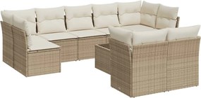vidaXL 10 részes bézs polyrattan kerti ülőgarnitúra párnával