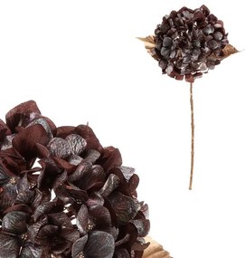 Művirág, vágott hortenzia, barna, aranyozással, 65cm
