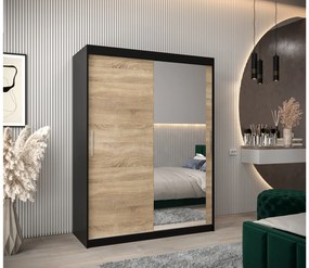 Ruhásszekrény 150 cm Toki 2 (matt fekete + szonoma tölgy). 1064992