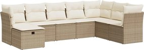vidaXL 8 részes bézs polyrattan kerti ülőgarnitúra párnával