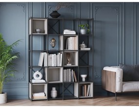 Fekete-krémszínű könyvespolc 140x179 cm Anya – Marckeric